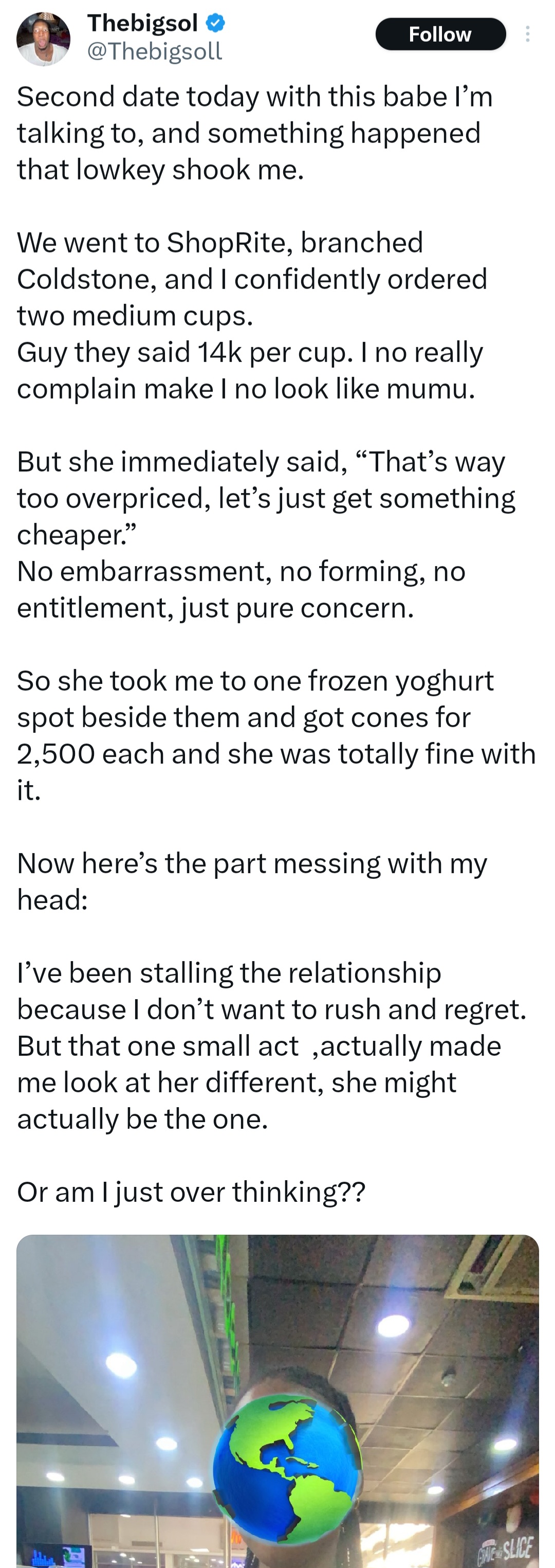 Man reveals act woman exhibited during date that made him