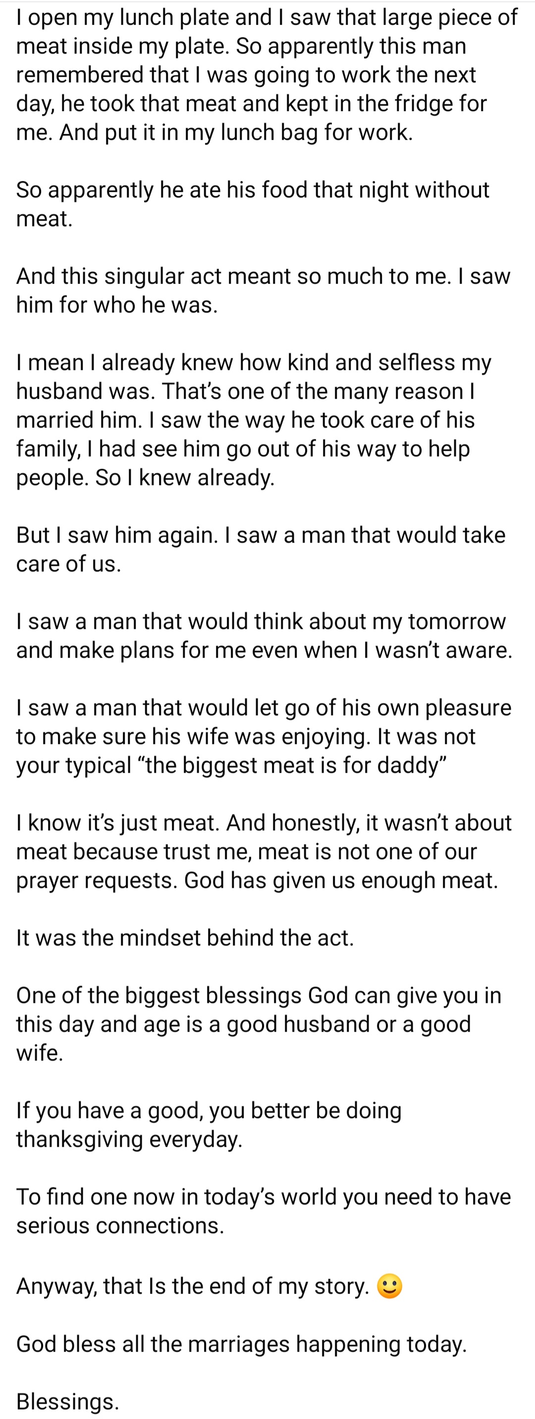 Woman shares incident that occurred days after her wedding and made her realise she married well