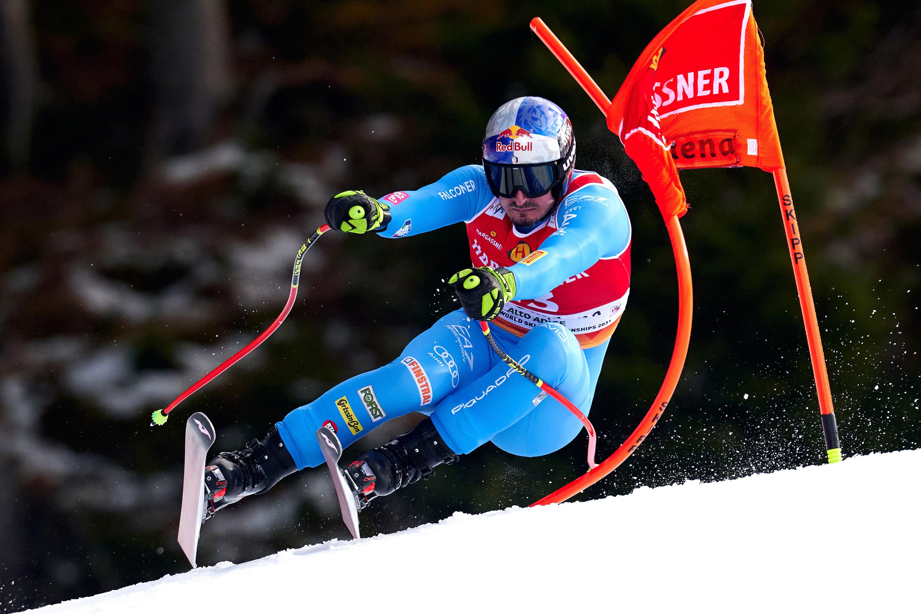 Italy's Dominik Paris in action during the Alpine Ski World Cup men's downhill in Val Gardena, Italy
