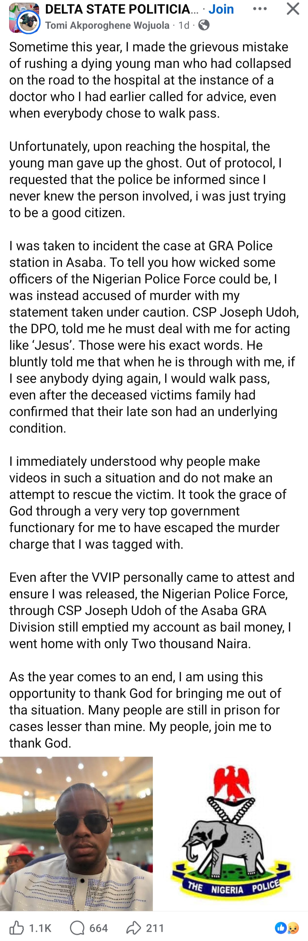 Man reveals how the police paid him back when he