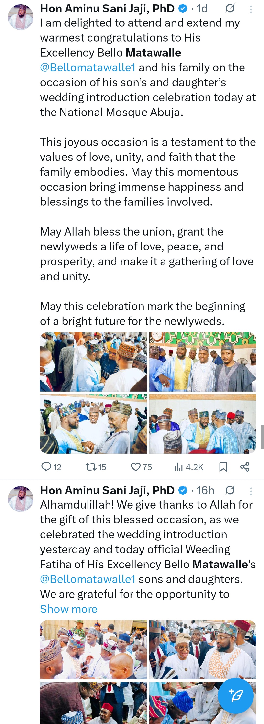 Two presidents, scores of dignitaries in attendance as Defence Minister Matawalle