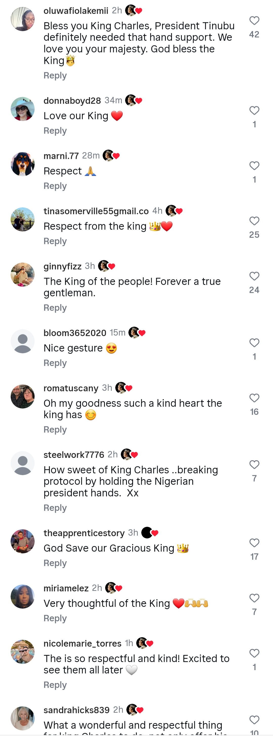 King Charles hailed for offering his hand to support President Tinubu as they walked (video)