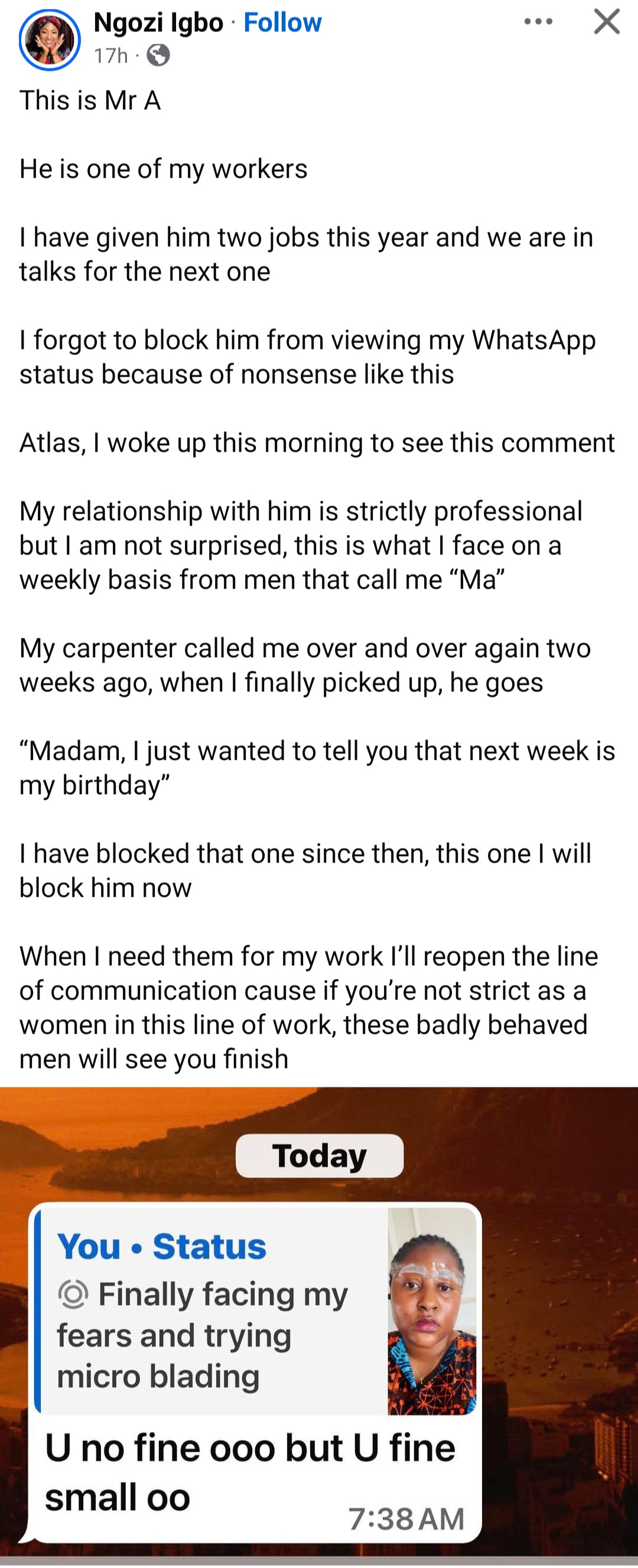 Event planner reveals message she received from her male worker after she posted a video