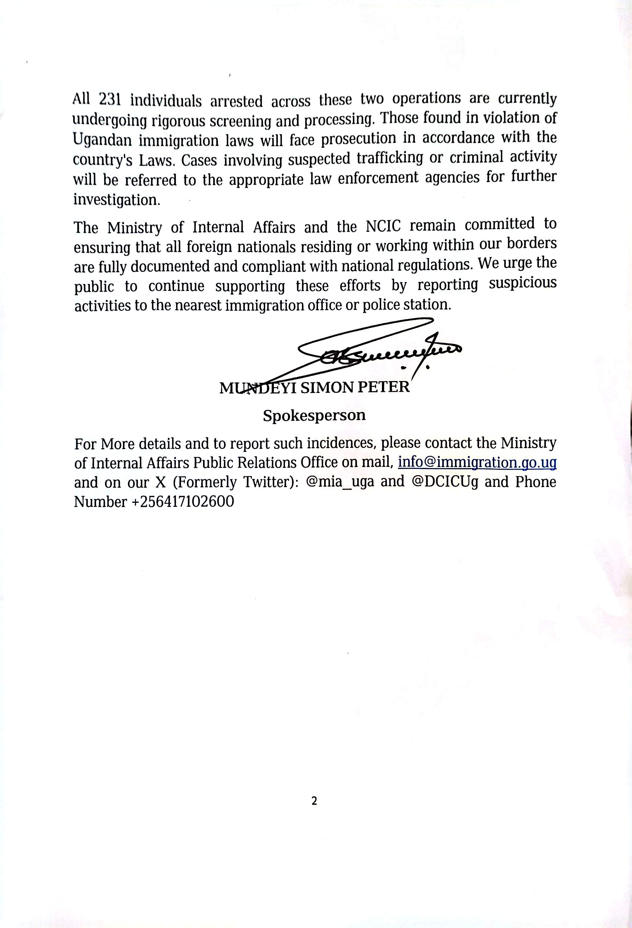 62 Nigerian nationals, 169 other foreigners arrested as Uganda intensifies crackdown on irregular migration