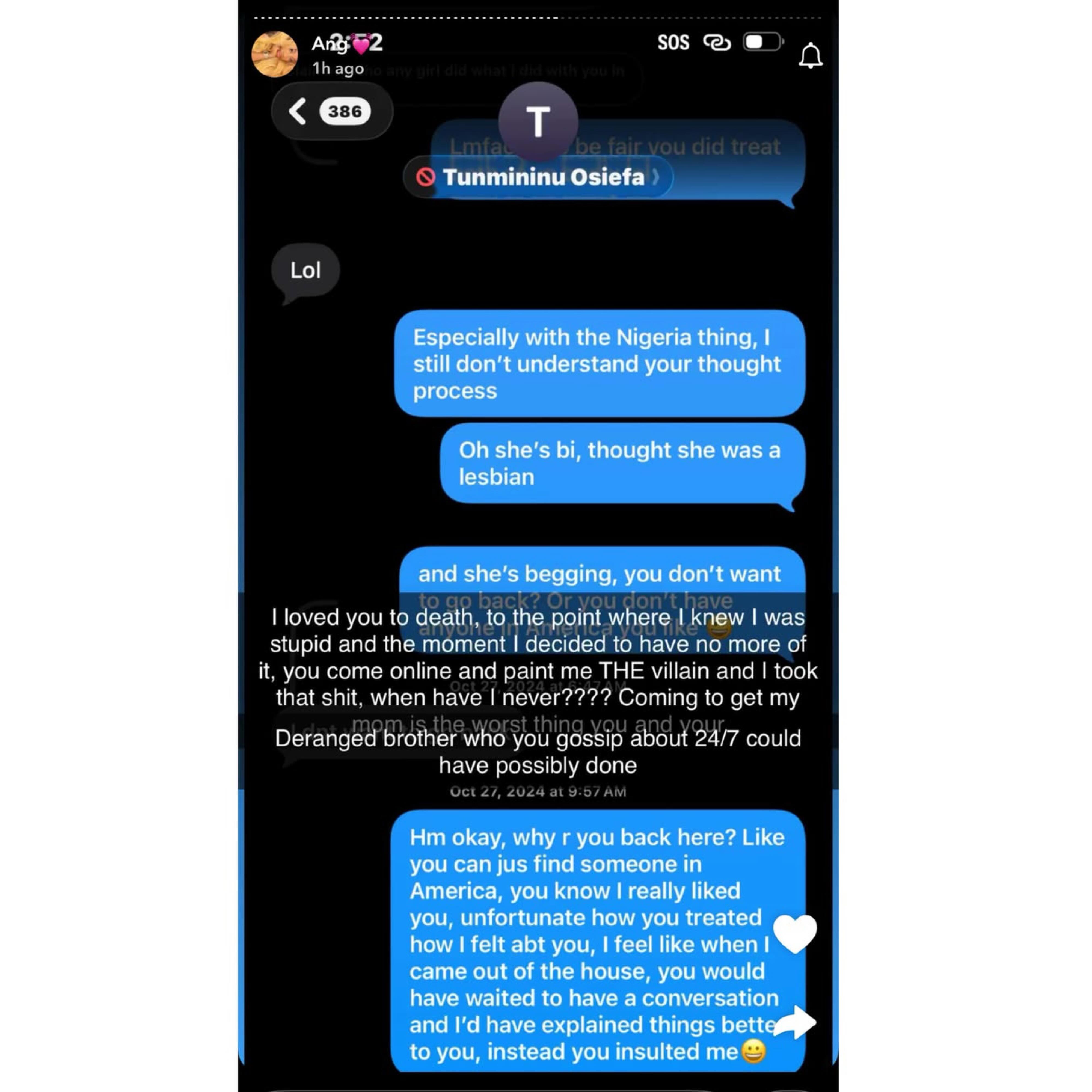 ?Let my mother go? - BBNaija star, Angel accuses estranged wife of getting her mum arrested over car dispute