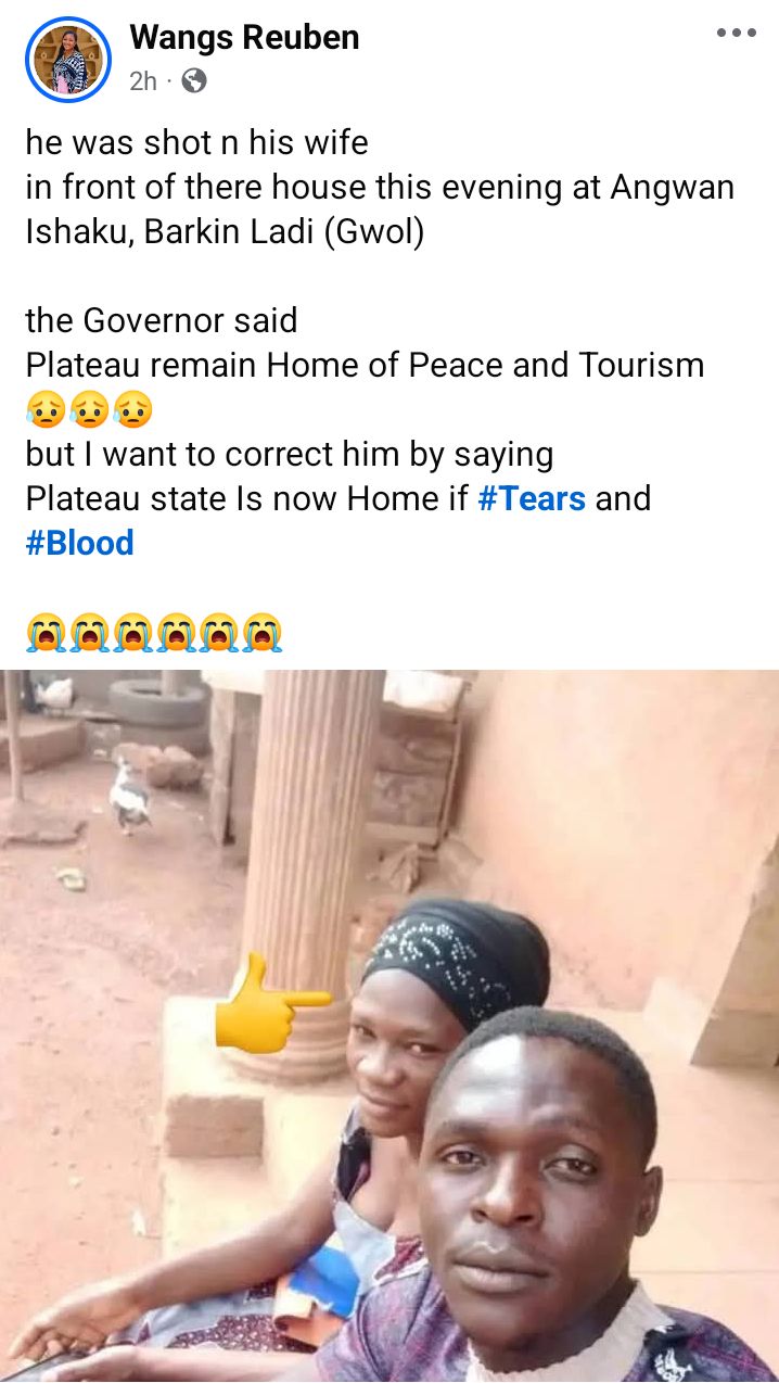 Gunmen k!ll man and his pregnant wife in fresh Plateau attack