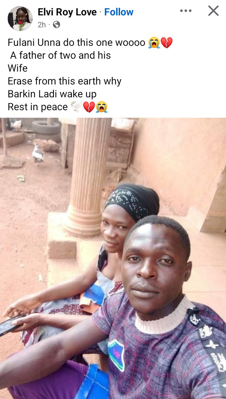 Gunmen k!ll man and his pregnant wife in fresh Plateau attack