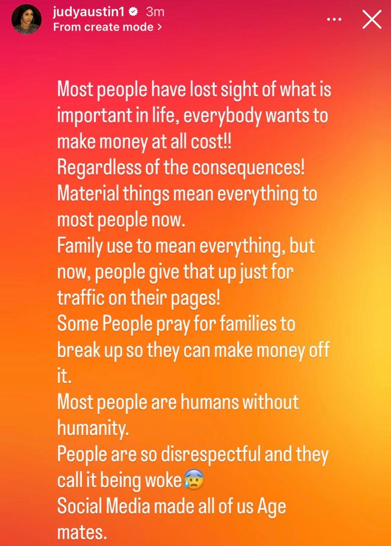 Some People pray for families to break up so they can make money off it - Actress Judy Austin