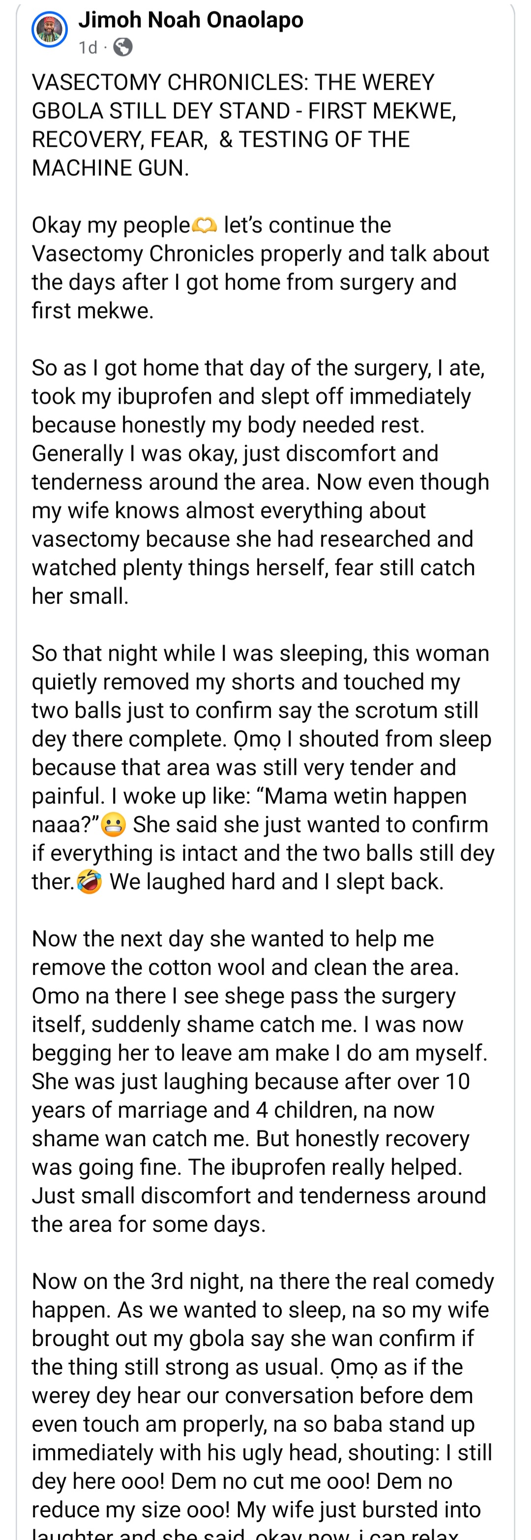Nigerian man who underwent vasectomy talks about why he did it and the aftermath