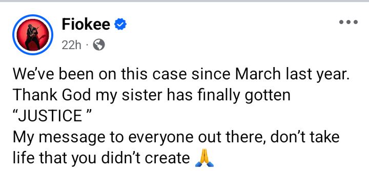 Don?t take life you didn?t create - Nigerian guitarist Fiokee reacts to d3ath sentence of his sister