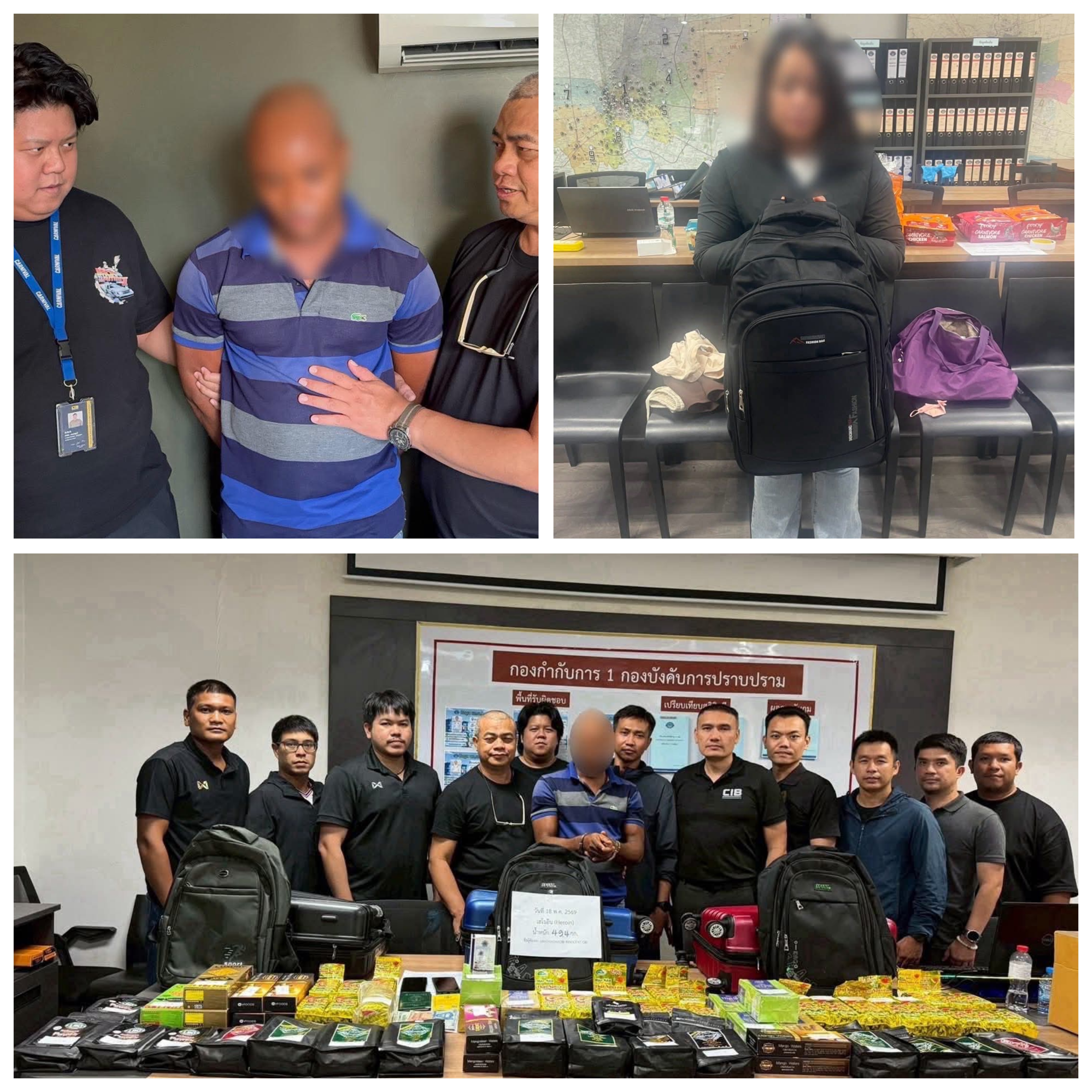 Police arrest Nigerian man and two Thai women with 65.5kg of heroin in Thailand